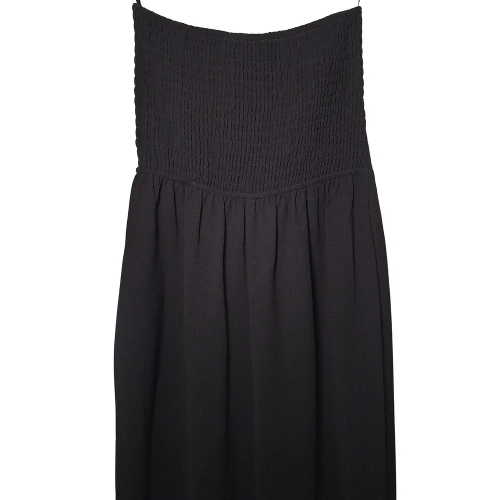 Monteau Los Angeles Black Strapless Wide Leg‎ Jumpsuit S Smocked Back